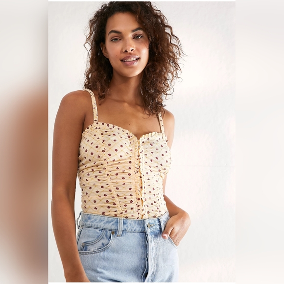 Free People "Mischa" Bodysuit In Ivory Combo NWOT - Picture 1 of 2